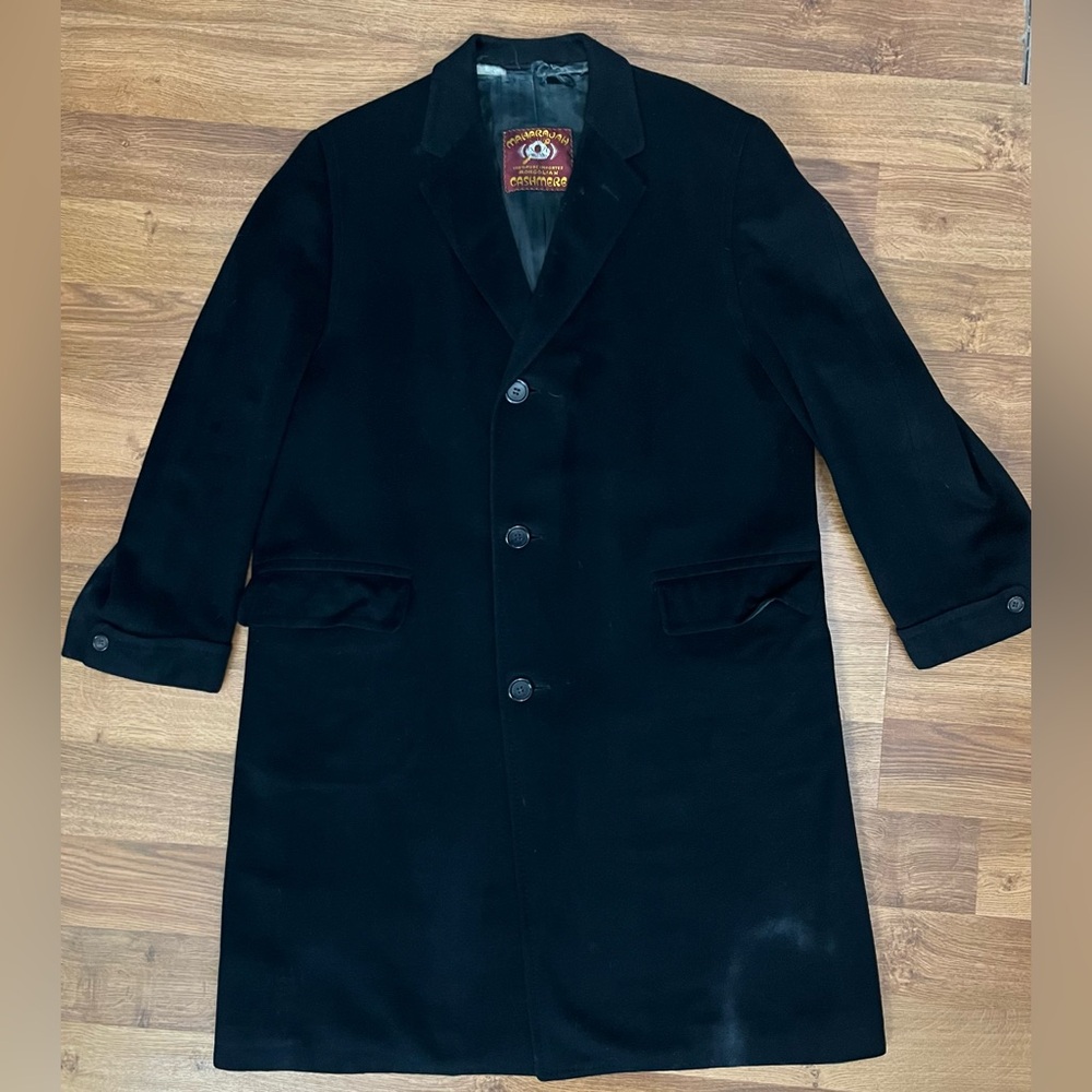 Vintage 1950s Schlesinger’s NY 100% Black Mongolian Cashmere 3 Button Overcoat